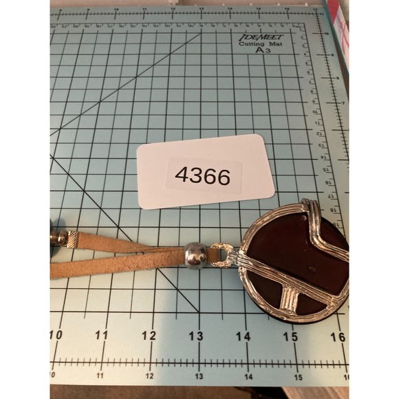 Artisan Pendant Necklace Silver Tone Beaded Chunky Artsy Brown Resin Statement - Picture 7 of 14